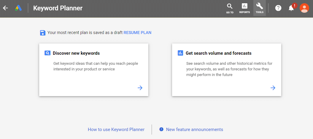 Google Keyword Planner