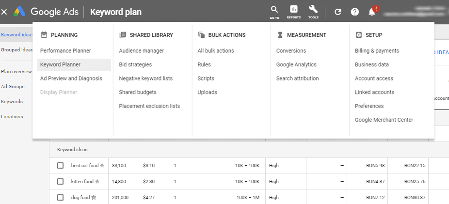Google Ads discover new keywords