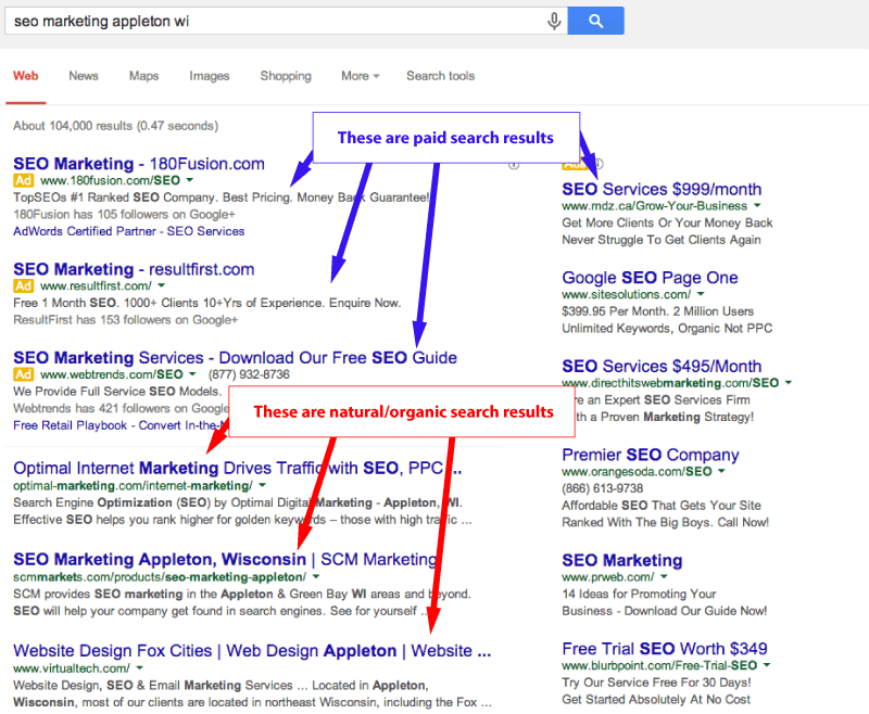 organic search results